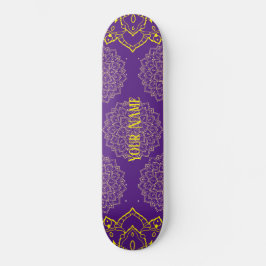 Skateboard de Mandala en color amarillo y púrpura 