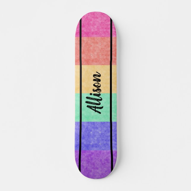 Skateboard de nombres de arcoiris (Anverso )