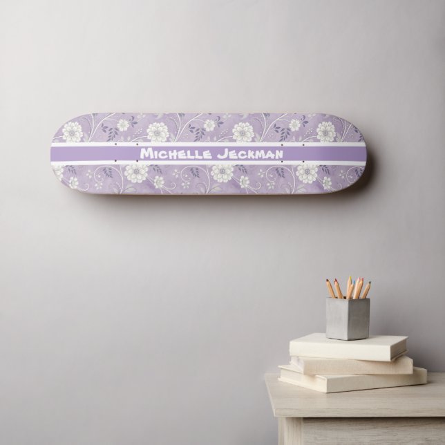 Skateboard de nombres personalizados de color mora (Arte de pared (horz))
