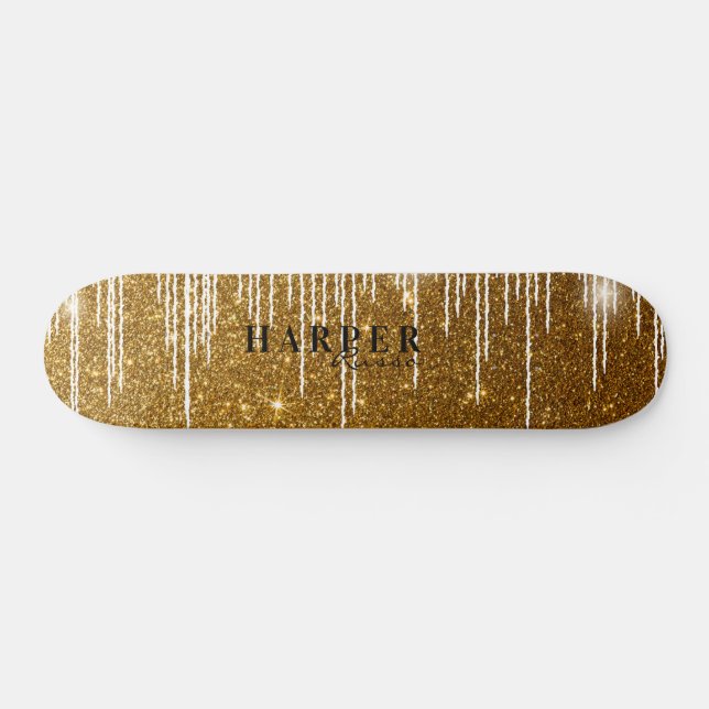 Skateboard de nombres personalizados de Purpurina  (Horz)