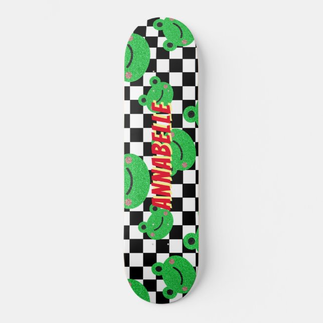Skateboard de nombres personalizados de rana de co (Anverso)