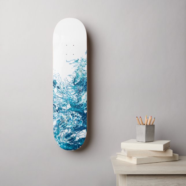 Skateboard de ola azul (Arte de la pared)