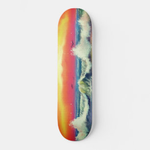 Skateboard de olas de sol de mar - Pintura