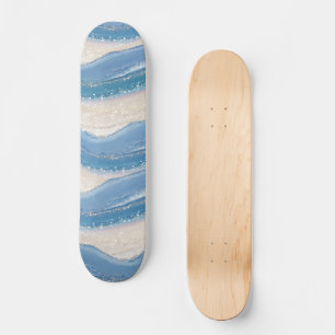 Skateboard de ondas abstractas azules