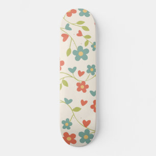 Skateboard de patrón floral