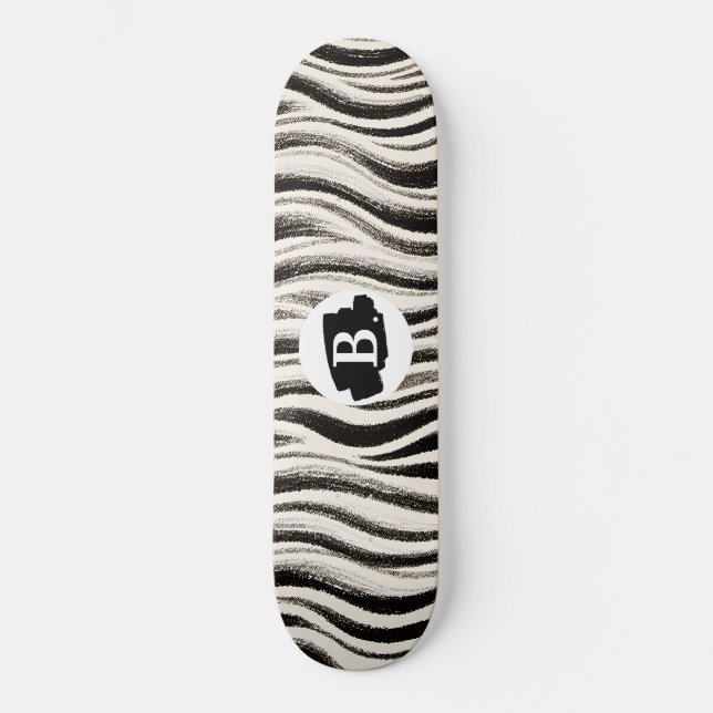 Skateboard de rayas de cebra personalizado (Anverso)