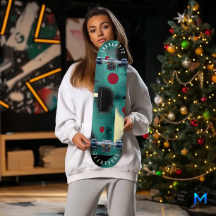 Skateboard de resumen geométrico negrita Verde azu