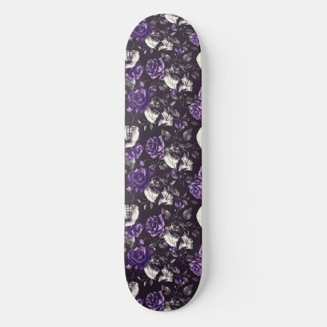 Skateboard de Rosas Góticos Black and Purple Skull (Anverso)