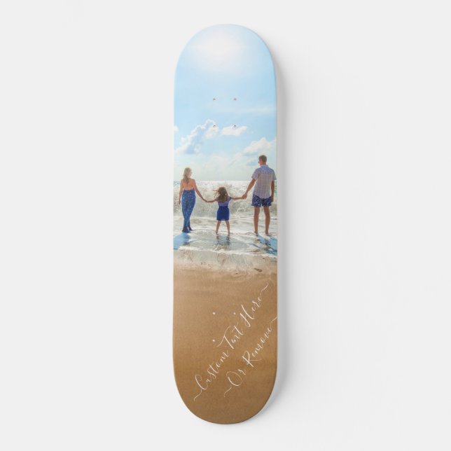 Skateboard de texto y foto Personalizado personali (Anverso)