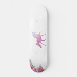 Skateboard de unicornio personalizado con flores a
