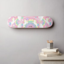 Skateboard de unicornio rosa arcoiris personalizad