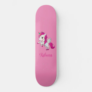 Skateboard de unicornio rosa esparkly personalizad