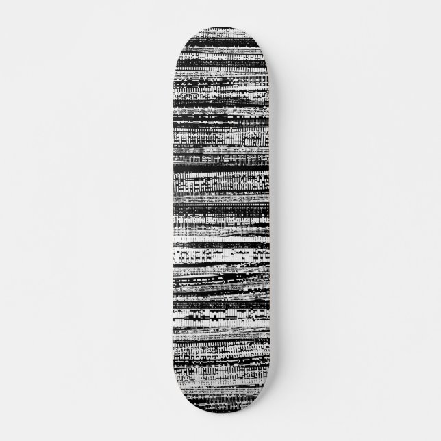 Skateboard Decadencia tecnológica - Blanco y negro en madera (Anverso )