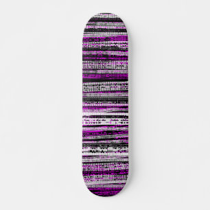 Skateboard Decadencia tecnológica - Blanco y negro en magenta