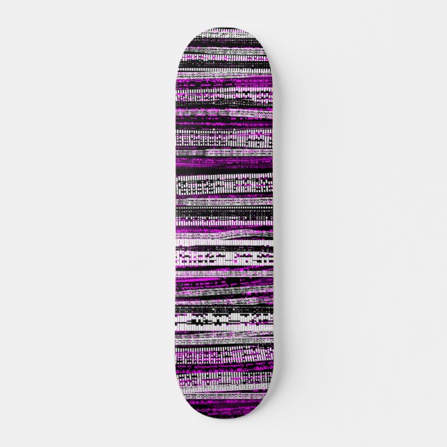 Skateboard Decadencia tecnológica - Blanco y negro en magenta (Anverso )