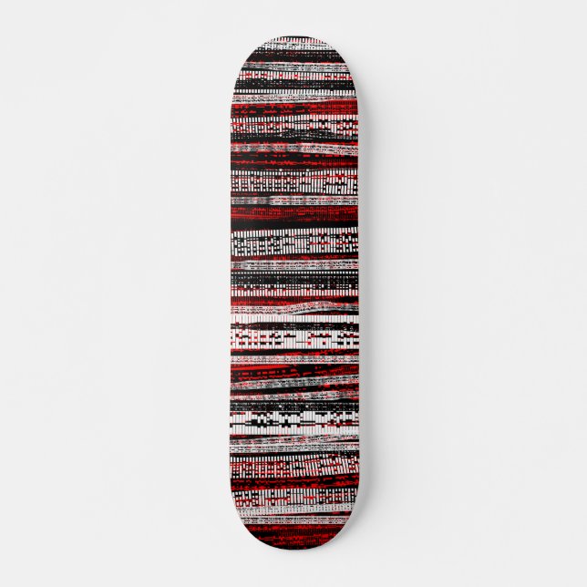 Skateboard Decadencia tecnológica - Blanco y negro en rojo (Anverso )