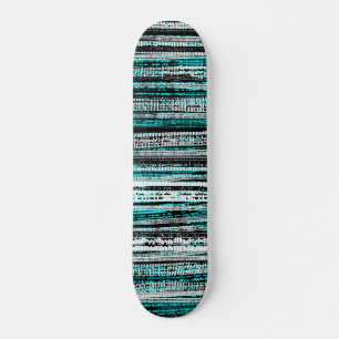 Skateboard Decadencia tecnológica - Blanco y negro sobre cyan