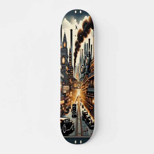 Skateboard "Deck del paisaje urbano de Dieselpunk" (Anverso )