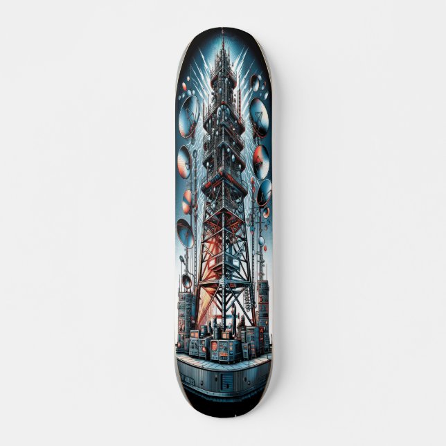 Skateboard "Deck en torre de difusión Dieselpunk" (Anverso )
