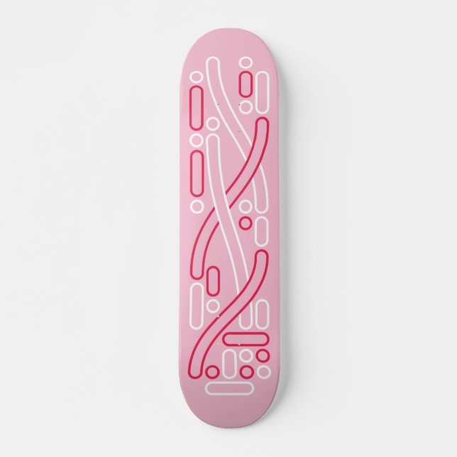 Skateboard Deck Linienmuster in rot und pink (Anverso )