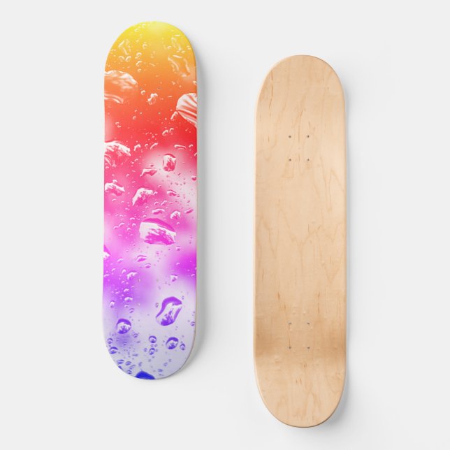 Skateboard Deck, Rainbow Raindrops design (Anverso)