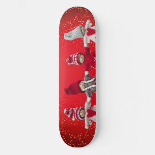 Skateboard Decoraciones navideñas con fondo rojo