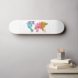 Skateboard del mapa del mundo del arcoiris - Viaje