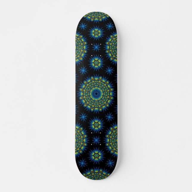 Skateboard del patrón de Mandala amarillo Aqua de  (Anverso )