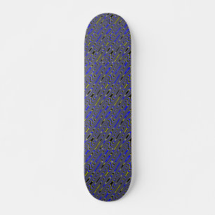 Skateboard del patrón Swirly azul negro y amarillo