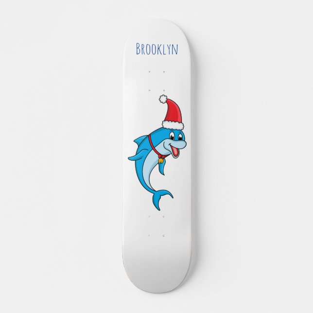 Skateboard Delfín lindo con personalizado de Santa hat (Anverso )
