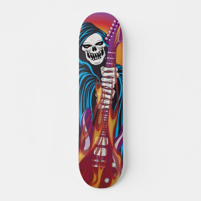 Skateboard Demonio con la guitarra llameante (Anverso )