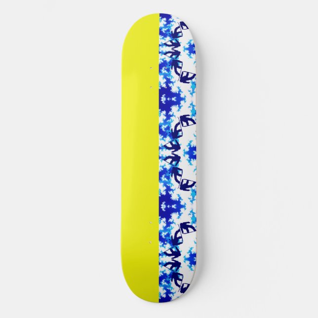 Skateboard Deporte de snowboard azul cielo amarillo (Anverso)