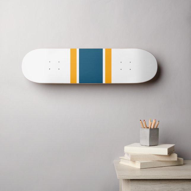 Skateboard Deportivo Ocean Blue Naranja Carreras franjas en b (Arte de pared (horz))