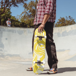 Skateboard Derrame - Amarillo limón y blanco
