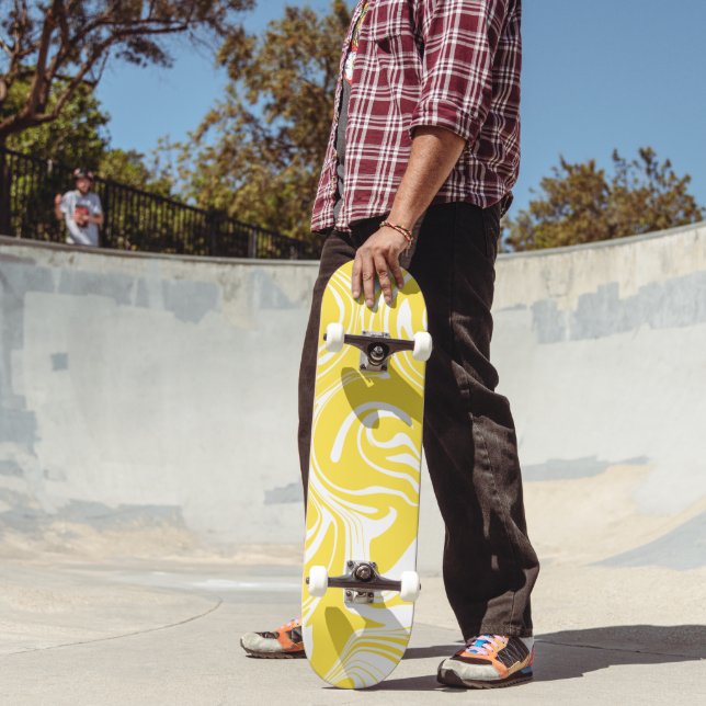 Skateboard Derrame - Amarillo limón y blanco (Exterior 2)