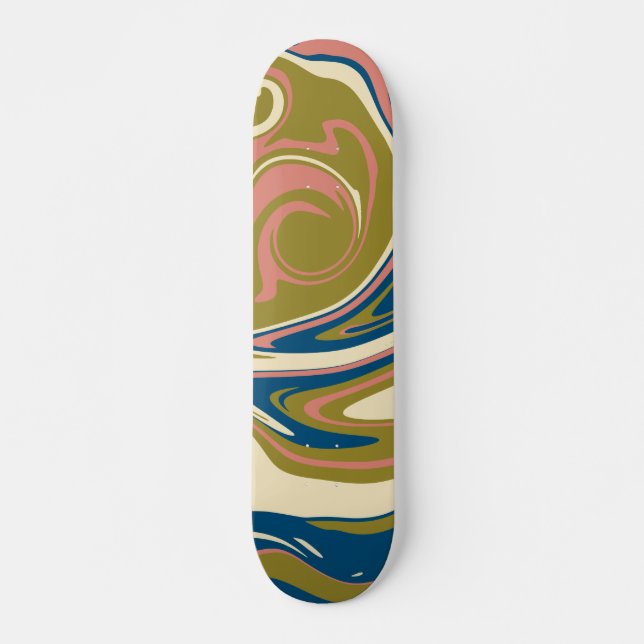 Skateboard Derrame: azul, verde oliva, rosa y crema (Anverso )
