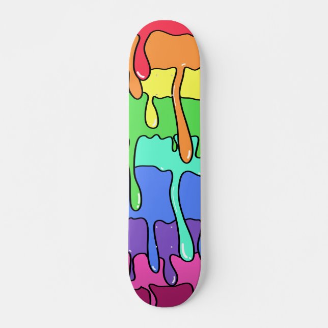Skateboard Derrame deslizante derretimiento arco iris retro d (Anverso )