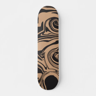 Skateboard Derrame en Tan y negro retro, remolino de mármol
