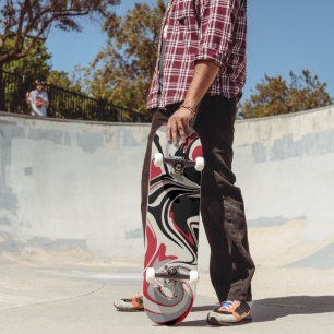 Skateboard Derrame - rojo, gris, negro y blanco óseo