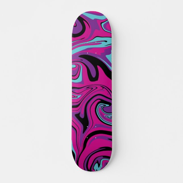Skateboard Derrame - rosa, púrpura, azul y negro (Anverso )