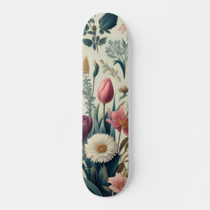 Skateboard Descubre el impresionante patrón botánico floral d