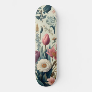 Skateboard Descubre el impresionante patrón botánico floral d