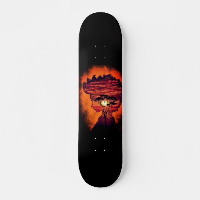 Skateboard Deseo nocturno - Fantasía - Negro Naranja (Anverso )