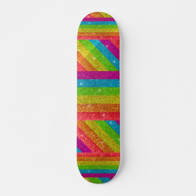 Skateboard Desgarrador orgullo gay Purpurina arcoíris LGBTQ e (Anverso )