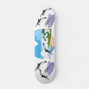 Skateboard Destino del agua del océano de las palmas de la