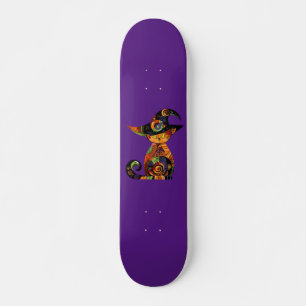 Skateboard Día de las brujas/místico/gato/otoño
