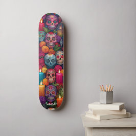 Skateboard Dia de los Muertos (Day of the Dead) skulls