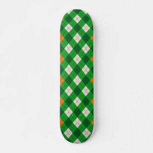 Skateboard Día de San Patricio argyle de colores irlandeses