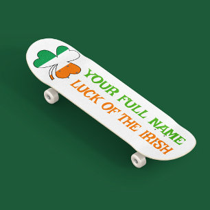 Skateboard Día de San Patricio Bandera de Irlanda Trébol Nomb