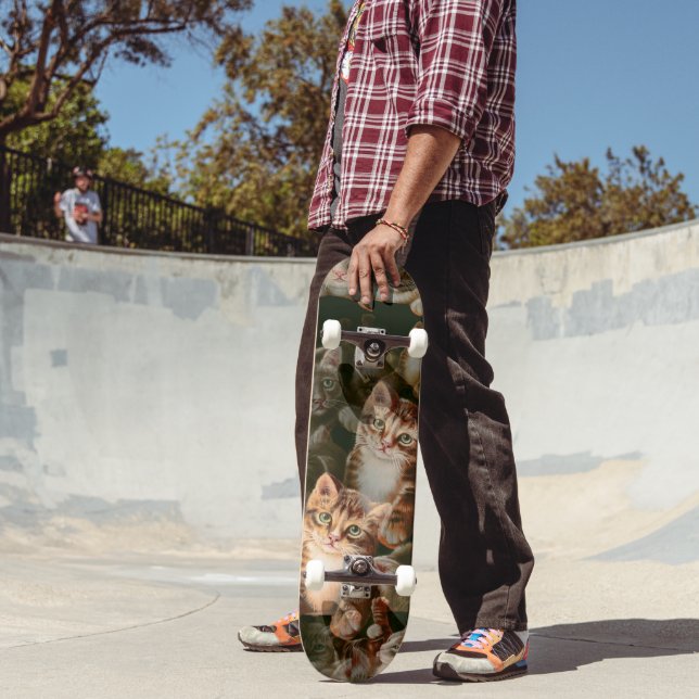 Skateboard Día Internacional del Gato - Patrón de textura de  (Exterior 2)